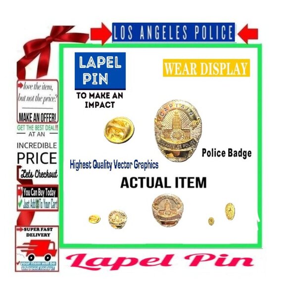 🛑 LOS ANGELES POLICE Captain ➕🆒 BROOCH Jewelry PIN LAPEL Display 💸BUY NOW‼️ - Picture 3 of 16